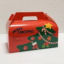 크리스마스 조각케익박스(대)트리&산타 / 25x14x17cm(손잡이포함) 2장 // 쿠키포장 포장박스 포장상자