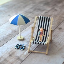 미니비치파라솔장식 인형포함세트-블루색 미니어쳐소품