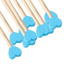 혼합기 분쇄기 100Pcs 일회용 나무 심장 Stir 바 긴 핸들 커피 믹싱 Stirring 스틱 F19B, 03 Blue love