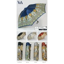 V & A (빅토리아 & 앨버트 박물관) 여성 새틴 원단 올빼미 무늬 미니 접기 우산 55cm VA81023 일본제