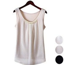 하얀비 WR1652 단정하고 고급스러운 진주쉬폰 정장 자켓 면접 데일리 민소매 나시