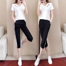 L.HOUSE STORE여름 투피스세트 여성 7부바지 트레이닝복 반팔티 트레이닝복 여성트레이닝세트 트레이닝세트