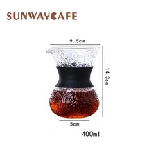 커피 주전자 바리스타용 티팟 컵 붕규산염 유리 나뭇결 공유 포트 메이커 400ml 600ml, [01] A