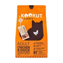 쿠쿳 어덜트용 그레인프리 고양이 사료, 닭, 오리, 1.5kg, 1개