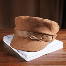 모자 여성 봄 해군 모자 양모 벨트 모직 모자 한국어 스타일 팔각형 모자 영국 오리 혀 복고풍 팔각 모자