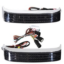 [해외]오토바이 Led SaddleBag Turn Lamp Light Run Brake Light For Harley Touring Road King Street Glide, 크롬과 연기