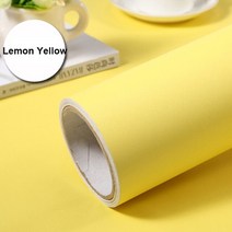 리빙보드 욕실벽보드 셀프 접착 나무 벽지 화이트 PVC 방수 장식 필름 부엌 캐비닛 침실 옷장 가구 리노베이션 스티커, [03] 40cmX10m, [16] Matte Lemon Yellow