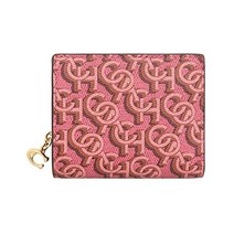 Coach 코치 지갑 FCF522 CF522 그린 시그니처 노그램 스냅 라운드 지퍼 여성 고급 데일리