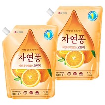 자연퐁 비린내 걱정없는 오렌지 리필형 주방세제, 1.1L, 2개