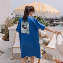 로로텐 미키마우스 반팔 롱 원피스 면 루즈핏 라운드넥 빅사이즈