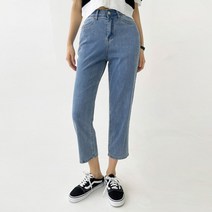 플랜데이 여성용 프리미엄 텐셀 구김 적은 부들부들 허리 히든밴딩 보이핏 청바지 미디움