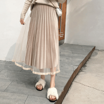 11퍼센트몰 가닝 벨벳 플리츠 밴딩 스커트