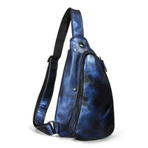 파우치 슬링백 크로스백 웨이스트백 허리가방 남자 가죽 캐주얼 힙색 가슴 디자인 한 숄더 Crossbody 가방 남성 9976-d, 블루