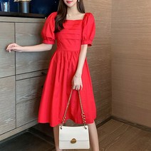 L.ONLINE SHOP스퀘어넥 퍼프 오프숄더 플레어 원피스 드레스 로맨틱 원피스 하객룩 트위드원피스 쉬폰원피스 뷔스티에원피스