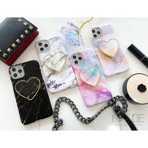 [주문제작]더메이드 대리석 하트골드톡 유광슬림핏 케이스 핸드폰케이스 하드케이스 아이폰 갤럭시 전기종