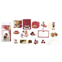 레트로 동화 마을 빈티지 소녀 꽃 소품 일러스트 메모 배경지 다이어리 꾸미기 메모지, 06 : 베리디저트