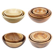 우드 샐러드볼 대나무 아카시아나무 시리얼 요거트 디저트 캠핑 식기 원목 보울, 4. KD 아카시아 나무볼, 4호 (34.3cm)