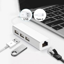 네트워크 랜카드 USB 이더넷 3 포트 허브 2.0 RJ45 Lan 카드 USB-이더넷 어댑터 Mac iOS Android PC RTL8152, [01] Type c