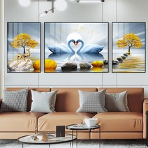 백조와 금전수 대형 보석십자수 3개 세트 원형비즈 구슬 큐빅 전체수, 145X55CM