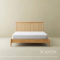 [스칸딕] 우디 고무나무 원목 평상형깔판 퀸(Q) + 서포트 온탑 매트리스 포함, 라이트 내츄럴