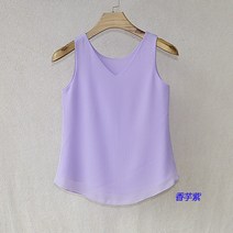 봄 여름 민소매 쉬폰 블라우스 끈나시 슬리브리스 여자 정장나시 니트 슬리브리스 v넥 시폰 정장이너