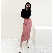 VANANA2 간절기 밴딩 H라인 트임 롱 스커트 5color