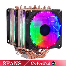 6히트 파이프 RGB CPU 쿨러 X79 X99 3 핀 PWM 4 핀 인텔 LGA 1150 1200 1366 AMD AM3 AM4 Ventilador, CHINA_3FANS Coloful | Fixed Co