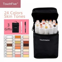 음주 측정기 Touch five1224 색 스킨 톤 세트 알코올성 잉크 스케치 마커 펜, 24 Skin Tones White