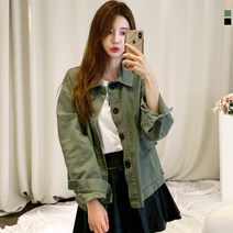 티데일리 남녀공용 디바인 코튼 크롭 오버핏 워싱 캐주얼 면 자켓