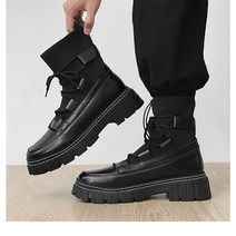 오토바이 부츠 바이크신발가을 겨울 두꺼운 기본 천 Mid-Top 부츠 남성 영국 트렌드 High-Top 캐주얼 신발, 06 44, 18 9966-Knitted
