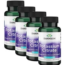 스완슨 울트라 칼륨 99mg 120캡슐 4병 SWU395 p4, 4팩, 120정
