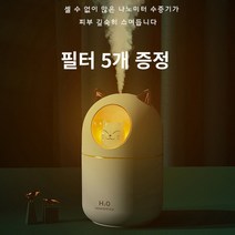 야옹이 가습기 300ml 대용량 미니가습기 무지 캐릭터 가습기 비염 무드등 필터 5개포함, 민트