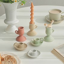 빈티지무드 세라믹 캔들 홀더 6type - 도자기 촛대, A  그레이(낮은형)