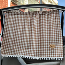 베비율 곰돌이 자수 차량용 햇빛 가리개 커튼, 브라운