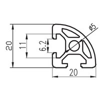 프로파일 브라캣 알루미늄 부품 2020R-6 EU 100-800mm 길이 1/4 곡선 선형 레일 DIY 3D 프린터 cnc용 1 개, [15] 800mm