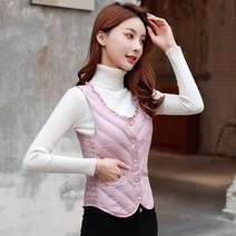 【DF】하이 엔드 진짜 조끼 여성 겨울 여성 속옷 닫기 피팅 따뜻한 서양식 슬리밍 짧은 조끼 여성