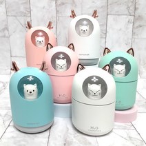 1+1 건조한 사무실 청소간편 가습기 자동차용 충전식 탁상용 개인용 미니 가습기 실내 가성비 조명 가습기, 캣화이트, 캣화이트