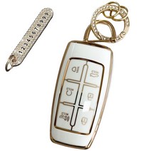 루루형제 제네시스 신형 g80 gv80 g70 gv70 g90 gv60 차 키케이스 + 번호키링 + 가죽리본키링 세트 AG-04 5 7버튼공용, 키케이스+번호키링, AG-02, 크림화이트