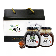약초인 무첨가 [3년근 도라지청 생강청 인진쑥청] 택 2개 선물세트 + 증정1, 인진쑥+생강, 650gX2