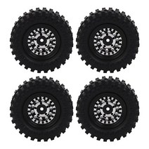 BQLZR RC 블랙휠 타이어 FMS용 60x22mm 교체용 FCX24 118 124 4팩