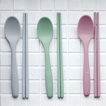 국산 실리콘 초등 학생 수저 세트 유치원 어린이 숟가락 젓가락 가족 커트러리, 그레이, 주니어