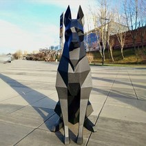 페이퍼크래프트 3D 퍼즐 가면 높은 도베르만 개 3D 종이 모델 동물 조각 공예 DIY 기하학적 접기 침실 거실, 02 68cm, 02 B