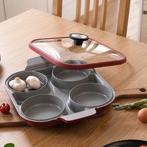 네오플램 스팀플러스 양수 IH 4구팬+유리뚜껑, 레드