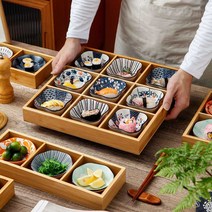 일식접시 그릇 일본 나무 우드 나눔 트레이 사각 반찬, 9각형 H(하단 이미지 참조)