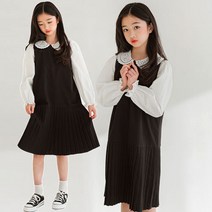 모아 여아 아동 주니어 레이어드 플리츠 민소매 주름 원피스 (초등학생 - 중학생)