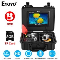 eyoyo 어군 탐지기 지원 dvr 기능 7quot ips 모니터 1000tvl 카메라 12pcs 흰색 led 15m30m50m 수중 얼음 낚시 케이블, dvr x 15m 케이블 없음