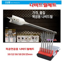 Smato 나비드릴 6종세트 목공드릴세트 10/12/16/18/20/25mm 포스너비트 드릴비트 천공드릴 홀쏘 목공기리 천공비트 타공 싱크대커터