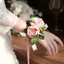 아트박스/숲속드레스 로제 플라워 팔찌 / 셀프웨딩소품 악세사리