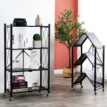 LUMI 원터치 폴딩 선반 접이식선반 철제선반 폴딩선반3단 폴딩선반4단 [평일 3시이전주문건 당일출고], LUMI 폴딩선반 4단, white (바퀴X), 1개