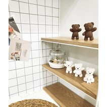 향기조아 탁상용 차량용 곰돌이석고방향제+리필오일set, 화이트안녕, 피오니